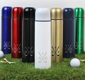 Golf Gifts Insulated Flask Personalised with Golf Players Initials Golf Prize - Picture 1 of 18