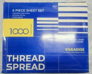 THREAD SPREAD Cotton Sheets King Size 1000 Thread Count Dark Grey - 6 Piece Set - Picture 1 of 5