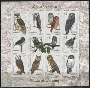 Ukraine 2003 MiNr. 574 - 585 (6,00 €) Birds Owls m\sh MNH ** - Picture 1 of 1