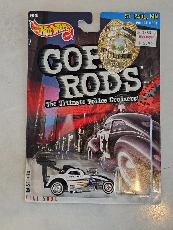 Hot Wheels Cop Rods Serie 2 Fiat 500C St. Paul, MN Police 1999 1:64 MPN #6605 Foto 1 de 3