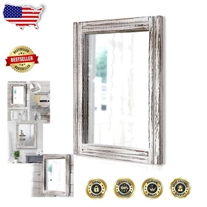 Thick Frame Rustic Mirror 26"x18" - Perfect for Bathroom, Bedroom, Living Room - Picture 1 of 9