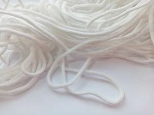 50 Metres White Round Elastic (3mm Wide) Soft stretchy Elastic Cord - Picture 1 of 1