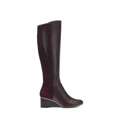 Botas hasta la rodilla Alfani para mujer 6 M rojo vino Beverly imitación gamuza tacón cuña nuevas en caja HT0 Foto 1 de 4
