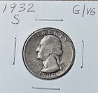 New Listing1932-S Washington Silver Quarter - Key Date - San Francisco Mint