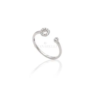 Anillo Inicial Lettera O Con Diamante En Oro Blanco - Picture 1 of 1
