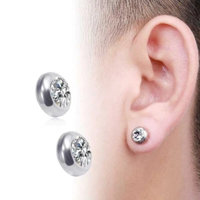 coole Magnet Ohrstecker Ohrring Fake Piercing Plug Ohr Nase Unisex kein Ohrloch - Bild 1 von 4
