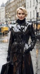 Women PVC Vinyl Shinny Trench long Coat Waterproof Winter Jacket USA - Picture 1 of 3