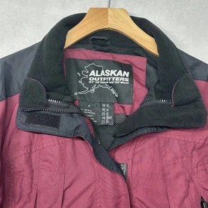 Alaskan Outfitters Mens Waterproof Jacket Burgundy Black Full Zip Hooded Size M - Picture 1 of 7