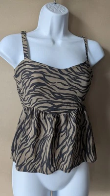 Camiseta sin mangas Hollister para mujer con estampado de cebra animal Babydoll talla mediana Foto 1 de 4