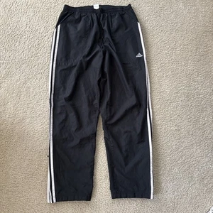 Pantalones Adidas De Colección Para Hombre Medianos A Rayas Blancas y Negras Nylon Pista Años 90 Climaproof - Imagen 1 de 10