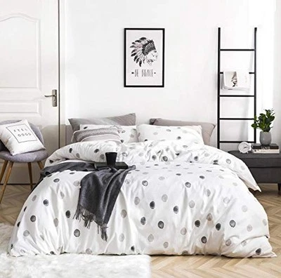  Polka Dots Duvet Cover 100% Cotton White Patterned Duvet Cover 3 King Style 9 - Image 1 of 4