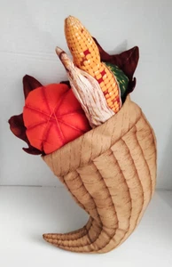 Vintage Horn Of Plenty Thanksgiving Handmade Decorative Pillow - Picture 1 of 3