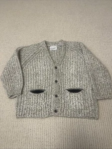 Zara Baby Girl 2-3 Years Knit Wear Cardigan With Pockets Buttons Ivory Black - Picture 1 of 3