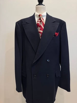 Pristine 1945-Dated Mens VTG 1940s 2PC DB Suit 44R W38x33 Talon V-Zip - Image 1 of 4