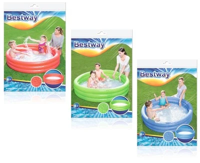 Bestway Planschbecken 3-Ring Pool rund Kinderpool aufblasbar ab 2 Jahren