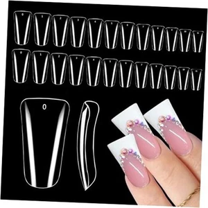 Full Cover Duck Feet Nail Tips 504PCS Duck Nail Tips, Clear Wide French Nails - Picture 1 of 8