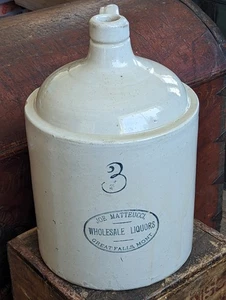 ***RARE*** 3 GALLON Red Wing Advertising Stoneware Crock Jug Great Falls Montana - Picture 1 of 12