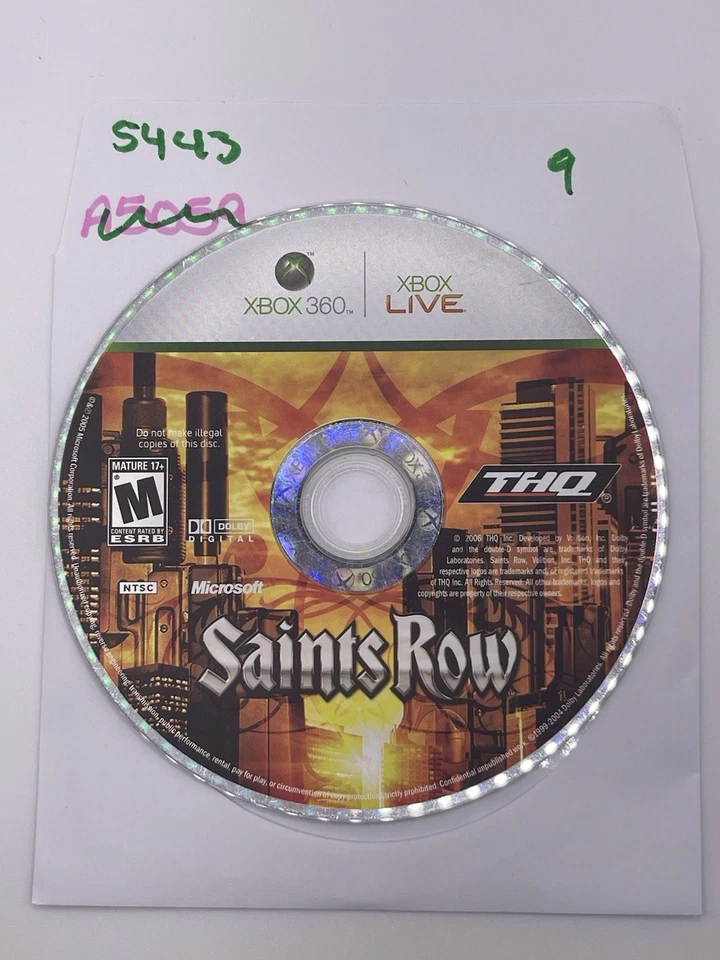 Saints Row  (Microsoft Xbox 360, 2008) Disc Only - No Tracking 5443 - Image 1 of 1