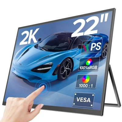 22 Inch 2K Portable Monitor HDMI USB C Touchscreen Monitor 2560x1440 PC Screen - Image 1 of 4
