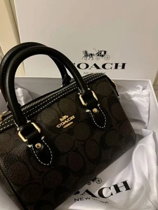 coach rowan mini satchel bag in brown signature canvas - Picture 1 of 4