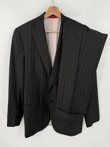 ISAIA Napoli Base S 2Pc Suit 52 (US 42) Pinstripe Aquaspider Wool 34x30 - Picture 1 of 15