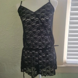 Lencería de peluche Apt 9 Intimates de encaje negro talla M cintura corbata corta  - Imagen 1 de 8