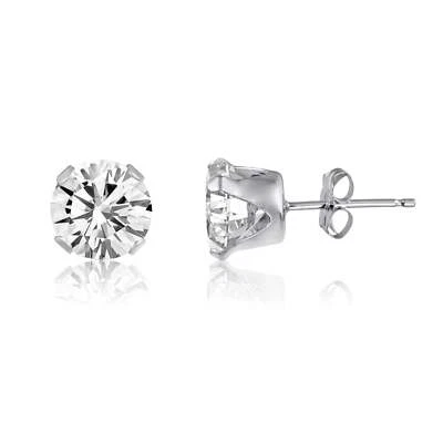 2 Cttw Genuine White Topaz Stud Earrings in Rhodium Plated Sterling Silver - Image 1 of 4