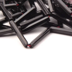 Vintage Czech glass beads Hank (100) 22mm Art Deco hexagon faceted black bugle - Picture 1 of 2