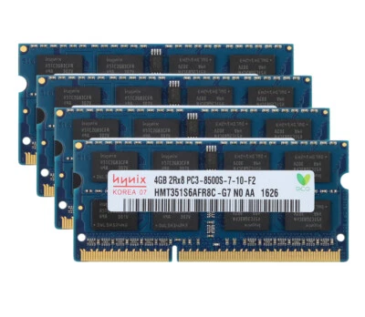 16GB RAM Laptop Memory Hynix 4X 4GB DDR3 1066MHz PC3-8500S 204PIN SO-DIMM NONECC - Image 1 of 4