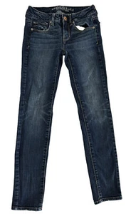 Jeans donna American Eagle blu design 5 tasche skinny elasticizzato alla caviglia taglia 0 - Foto 1 di 8