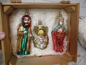 NIB Kurt Adler Poloniaise Komozja Holy Family Hand Blown Ornaments - Picture 1 of 10
