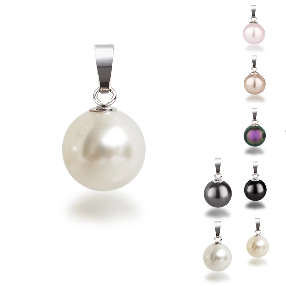 Anhänger Perle rund 10mm 12mm groß, 925 Silber Perlenanhänger, Farbwahl - Bild 1 von 1