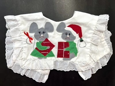 Vestido de vacaciones vintage de Navidad con cuello desmontable para niñas con ojales falso babero Foto 1 de 4