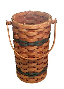 Cesta de almacenamiento con mango oscilante con fondo de roble macizo botella individual portador de vino Amish - Imagen 1 de 11