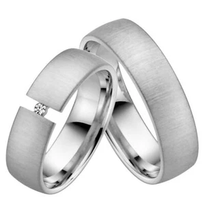Anillo de boda Rauschmayer 06295 en 585/- oro blanco con brillante 0,03 ct. w/si - Imagen 1 de 2