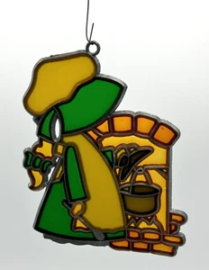 Vintage Hollie Hobbie Stained Glass Suncatcher Cooking Pot Cauldron Halloween - Picture 1 of 6