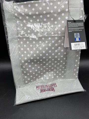Mississippi Denim Gray Dotted Tote Zip Bag NWT Large LOGO Sealed 22x16x5” Cover