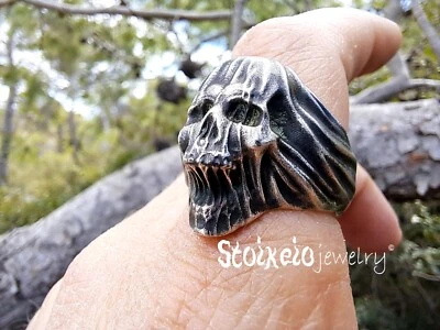 Handmade Skull Ring, Sterling Silver 925 Men's Skull Ring - Image 1 of 4