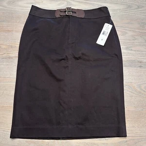 NEW Lauren Ralph Lauren LRL Brown Pencil Skirt Women’s 6 Faux Leather Buckle NWT - Picture 1 of 17
