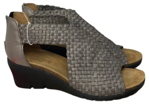 NEW Comfortiva Alesha Wedge Women's Size 7 Pewter Sandal Heel Woven Metallic