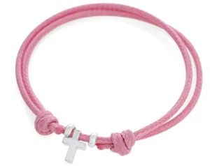 Pulsera para bautizo cruz colgante pulsera de algodón ajustable bisutería niños - Imagen 1 de 4