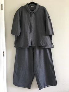 EILEEN FISHER CHARCOAL GRAY 100% ORGANIC COTTON 2 PIECE SUIT SET SIZE 2XL - Picture 1 of 8