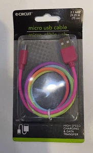Cool Neon Rainbow Colored Micro USB Cable 2.1 Amp 29.25 Inches For Charging/Data - Photo 1 sur 6