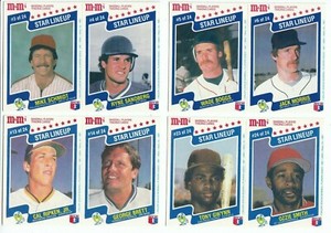 1987 M&M's Star Lineup Baseball Set (12 Panels - 24 Cards) NM/MT [12 HOFers]