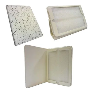 CASE FOR APPLE IPAD AIR WHITE DIAMOND BLING GLITTER PU LEATHER COVER - Picture 1 of 7
