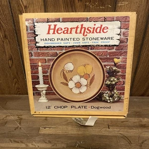 NEW Vtg Hearthside Stoneware 12" Round Serving Plate Dogwood Japan Grannycore - Picture 1 of 5