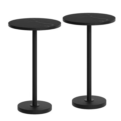Round Side Table Set of 2, Tall Drink End Table for Small Spaces, Pedestal St... - Image 1 of 4