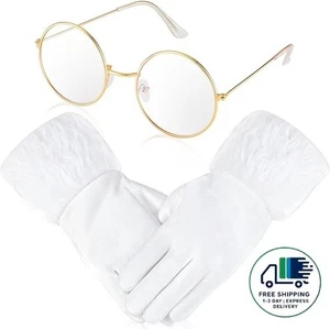 Conjunto de 2 piezas de guantes y gafas de terciopelo de Papá Noel - Bild 1 von 6