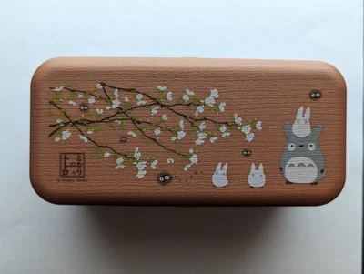 Studio Ghibli Totoro Woody Surface Lunchbox two stage with chopsticks bento - Image 1 of 4