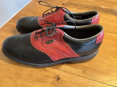 Nuevos zapatos de golf FootJoy MyJoys 53400 para hombre talla 12 negros con monturas rojas Foto 1 de 4